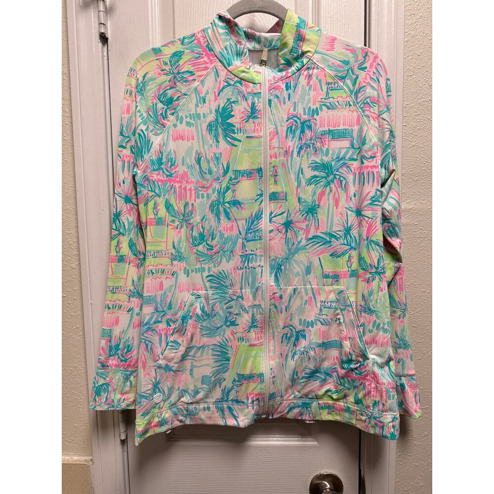 Lilly Pulitzer Upf 50+ Luxletic Hadlee Tennis Jacket Multi Print Size Large - Picture 2 of 4